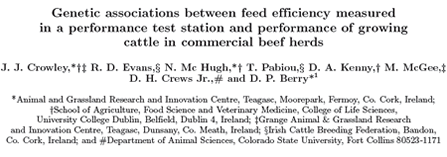 Genetic associations between feed efficiency measured in a performance test station and performance of growing cattle in commercial beef herds