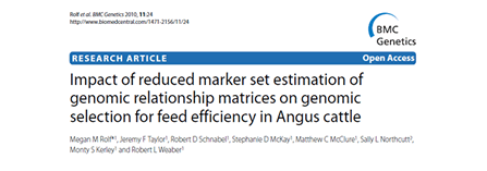 Impact of reduced marker set estimation of genomic relationship matrices on genomic selection for feed efficiency in Angus cattle