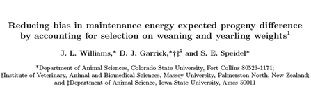 Reducing bias in maintenance energy expected progeny difference by accounting for selection on weaning and yearling weights